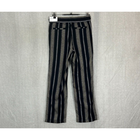 Ann Taylor Pants Womens XS Black Stripe Actual 30X30 Linen Blend Wide Leg NWT - Picture 2 of 10